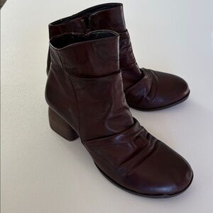 Miz Mooz Octavia Leather Booties Brown Zip Side Boho Casual Dressy Size 9.5-10